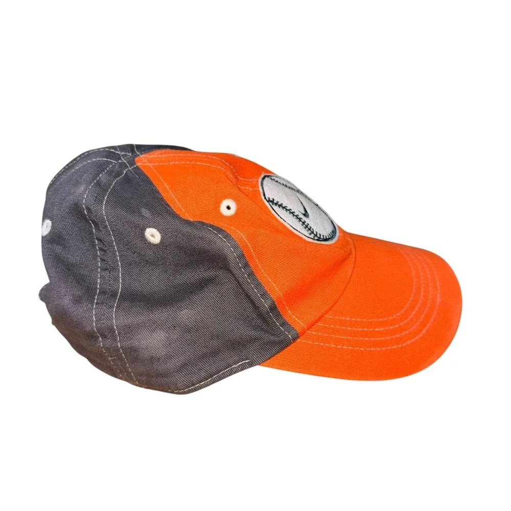 Nike Baseball Cap Kids Boys Pre-Owned Hat Orange Grey White‎ Embroidered Swoosh